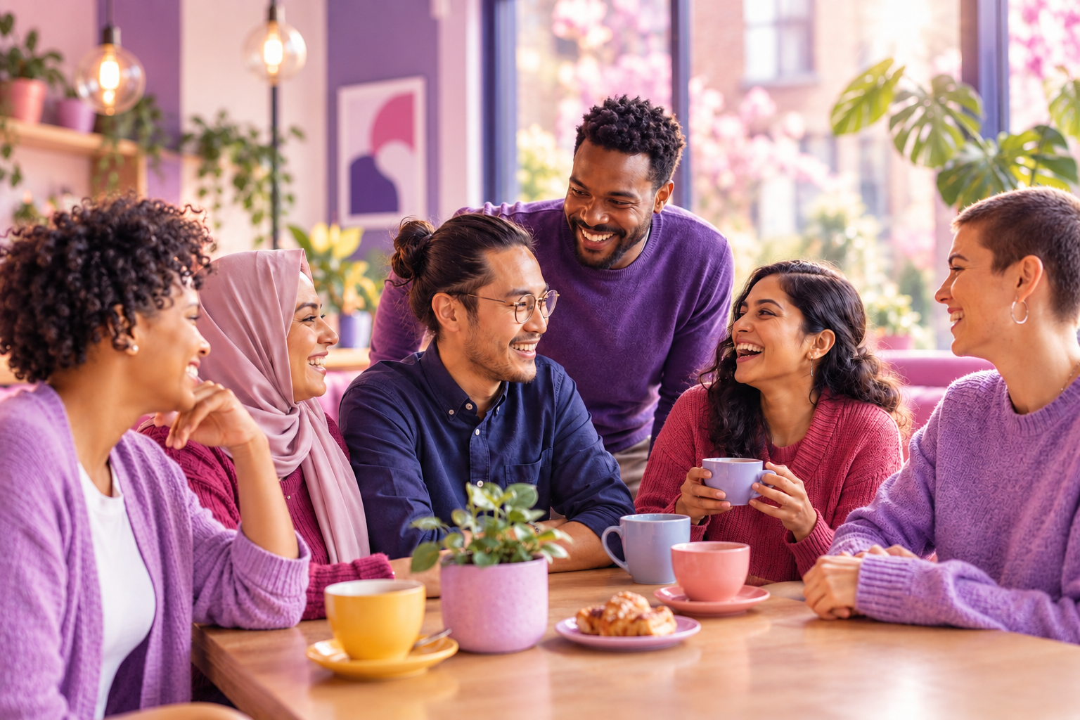 Friends enjoying a warm conversation together